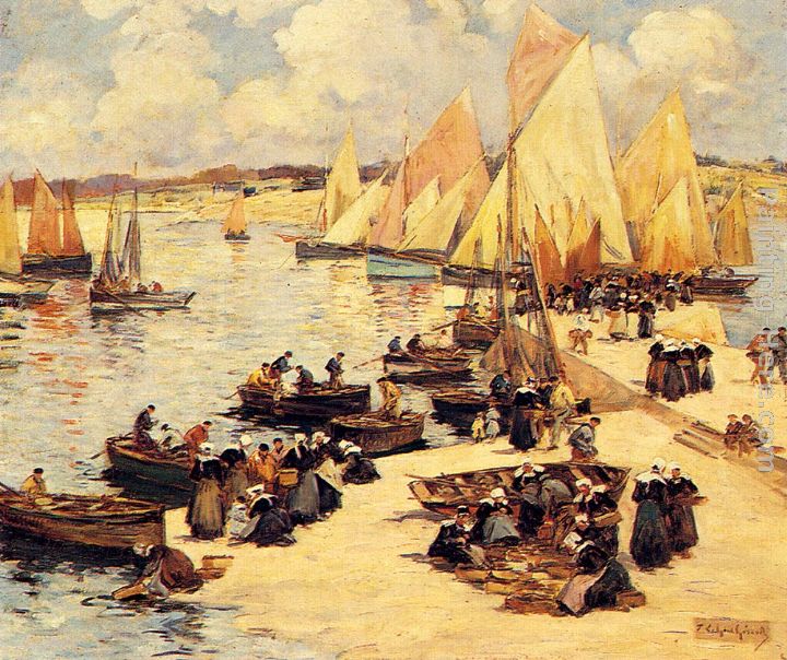 A French Harbor painting - Fernand Marie Eugene Legout-Gerard A French Harbor art painting